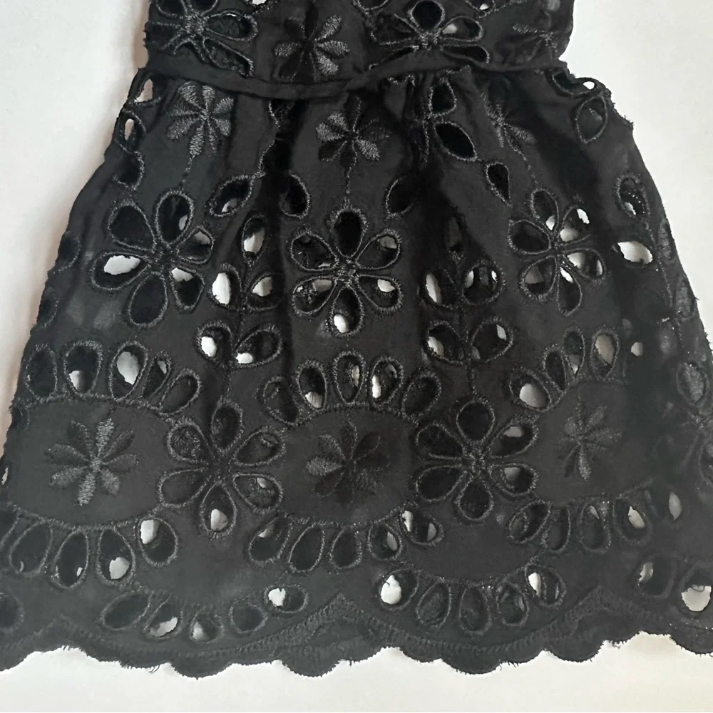 J.Crew Bell-sleeve Dress in Embroidered Eyelet size 2 black